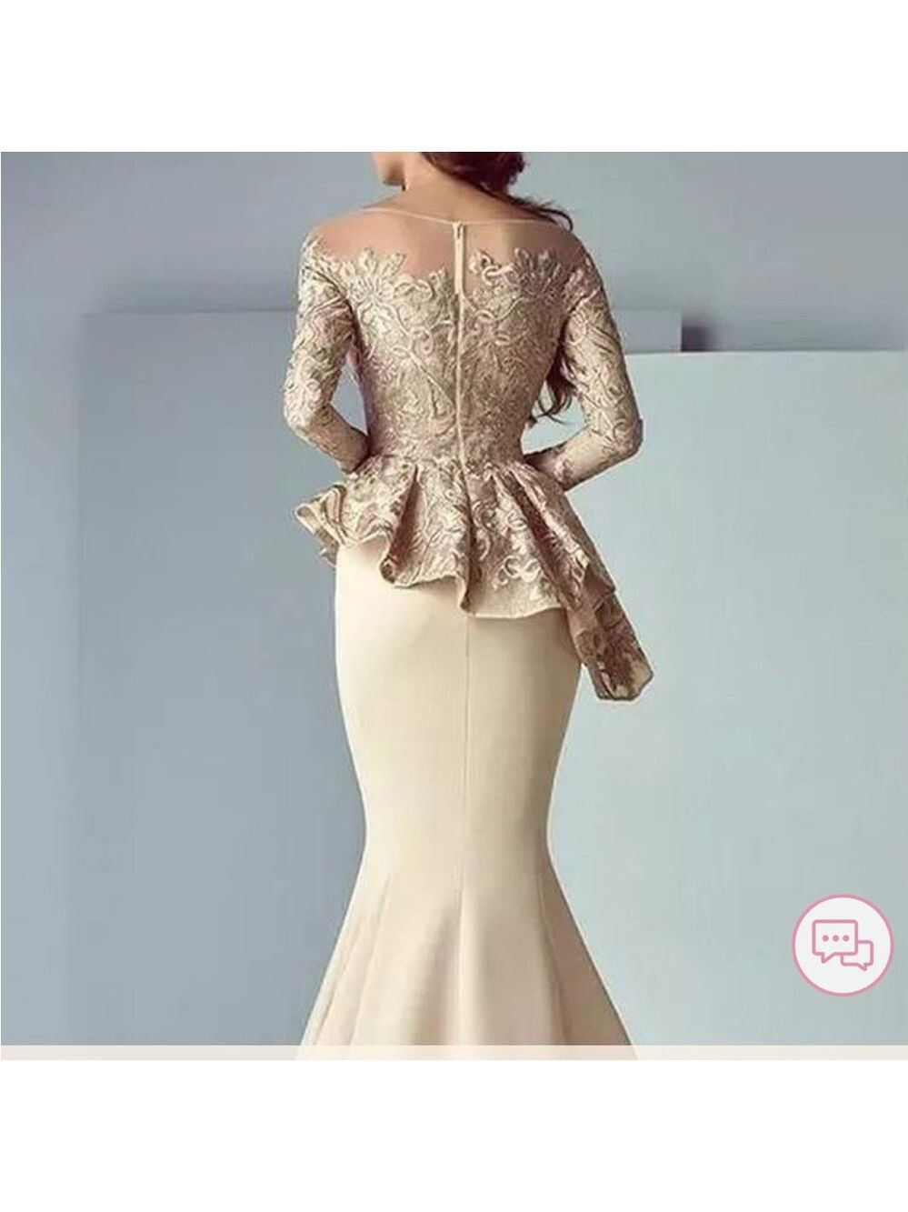 Formal Champagne Peplum Style Evening Gown for Weddings & Parties -  size 10 - Picture 3 of 6